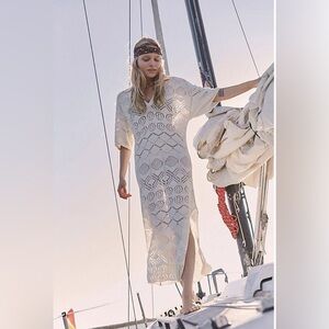Free People Beach Crochet Knit Maxi Dress